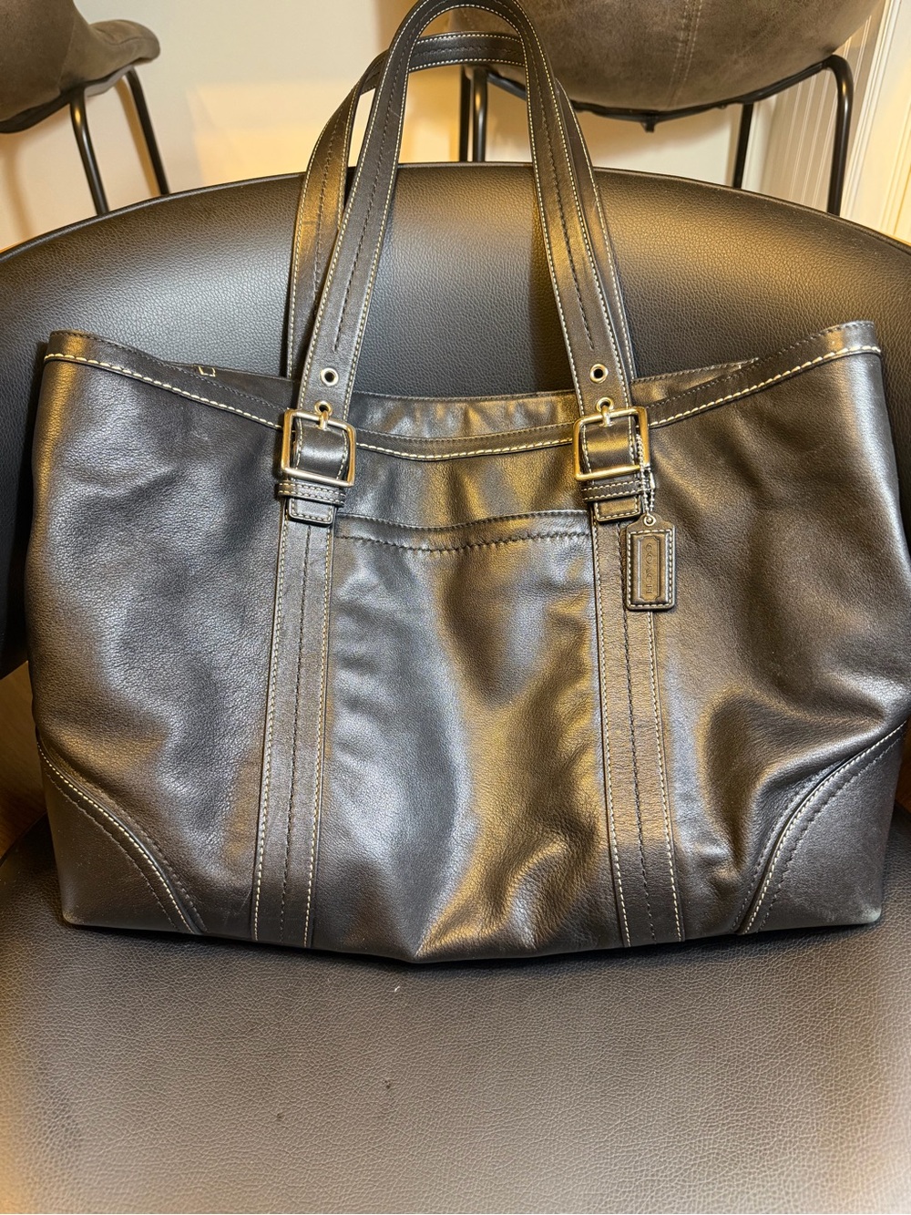 vintage Coach Hamptons Large Leather Tote